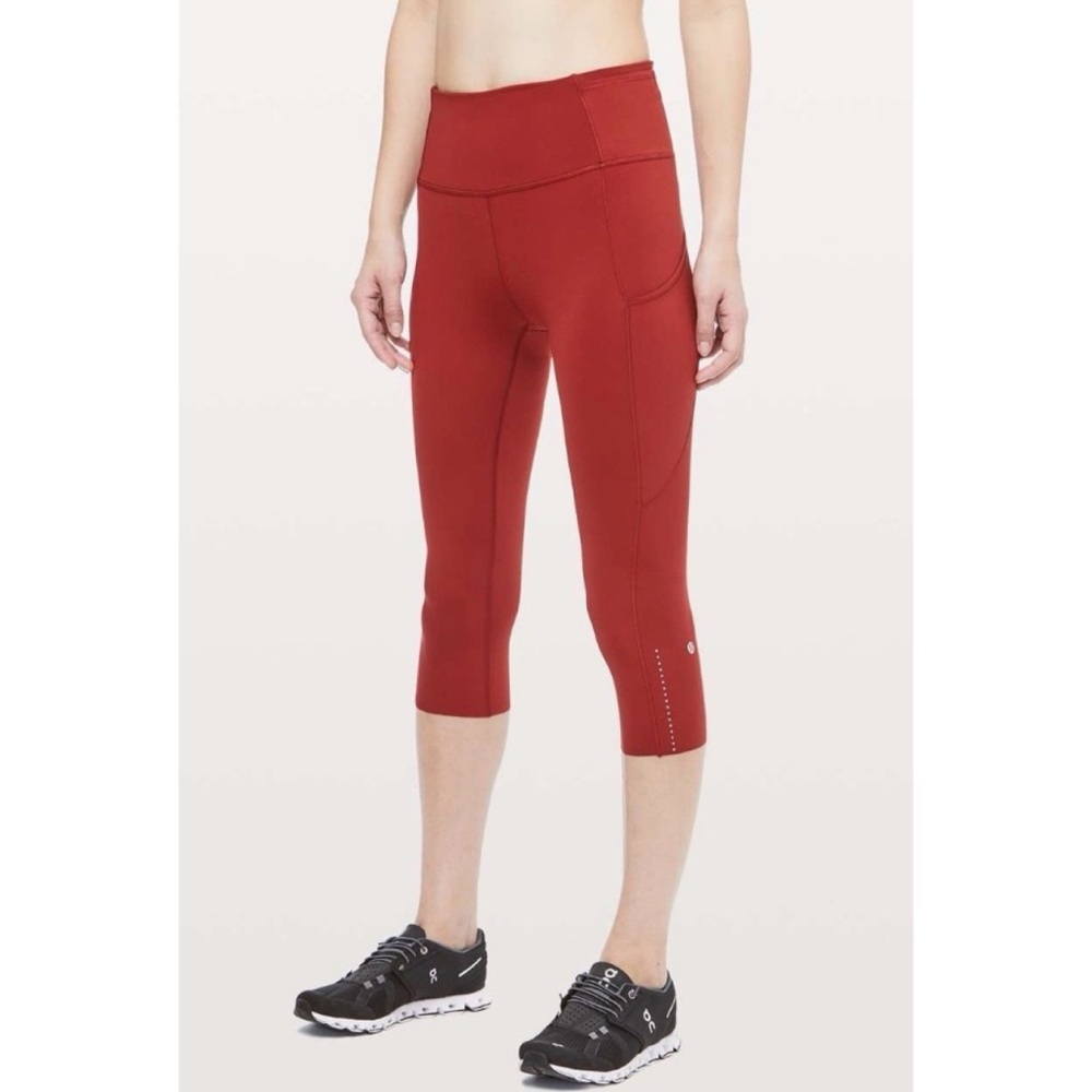 LULULEMON Dark Sport Red Fast & Free Crop II *Nulux 19” - Picture 1 of 9